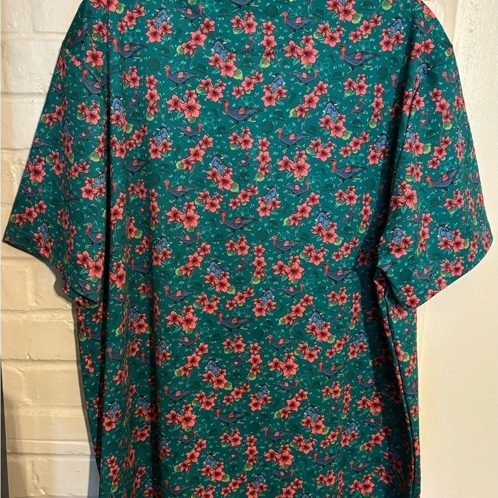 Men’s WILLIAM MURRAY Green All Over‎ Floral Short Sleeve Golf Polo Size XL - Picture 2 of 5